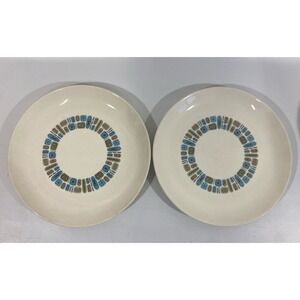 Vintage Atomic Temporama Canonsburg Pottery Dinner Plate 10" Set (2)